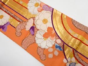 アンティーク　滝に花模様織り出し袋帯（材料）